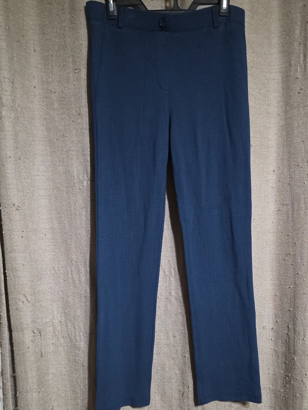 Betabrand SZ L Navy Block Desigb Straight-Leg Stretchy Pull-on Yoga Pants